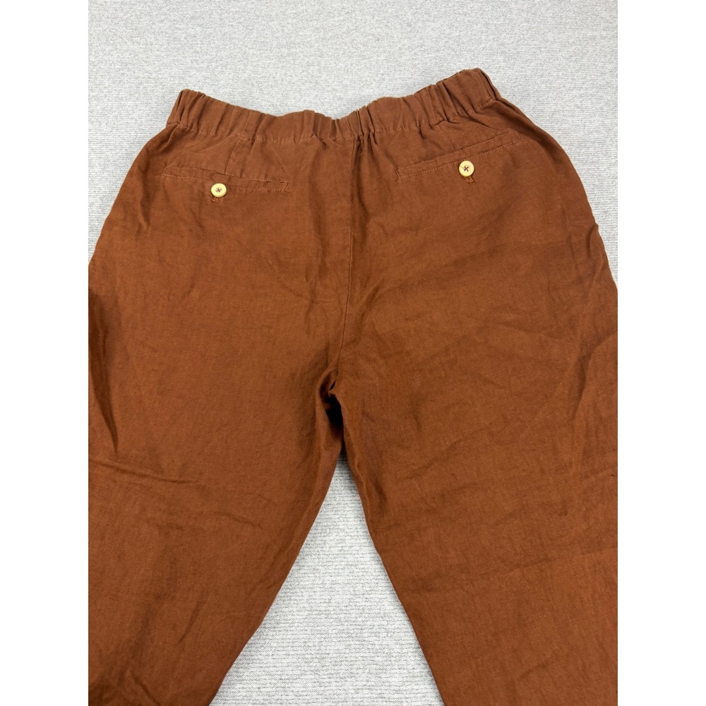 Quince Brown 100% Linen Drawstring Elastic Waist Straight Leg Pants Womens Small - Picture 10 of 13